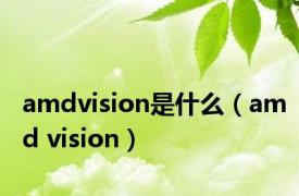 amdvision是什么（amd vision）