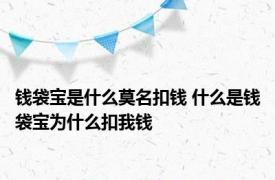 钱袋宝是什么莫名扣钱 什么是钱袋宝为什么扣我钱