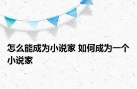 怎么能成为小说家 如何成为一个小说家