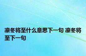 凛冬将至什么意思下一句 凛冬将至下一句