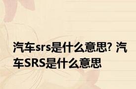 汽车srs是什么意思? 汽车SRS是什么意思