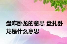 盘咋卧龙的意思 盘扎卧龙是什么意思