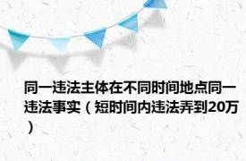 同一违法主体在不同时间地点同一违法事实（短时间内违法弄到20万）