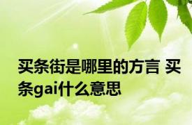 买条街是哪里的方言 买条gai什么意思