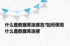 什么是数据库连接池?如何使用 什么是数据库连接