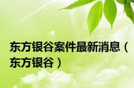 东方银谷案件最新消息（东方银谷）