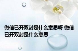 微信已开双封是什么意思呀 微信已开双封是什么意思