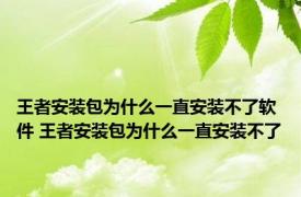 王者安装包为什么一直安装不了软件 王者安装包为什么一直安装不了