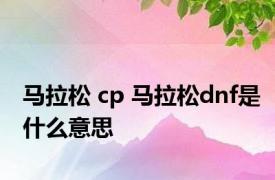 马拉松 cp 马拉松dnf是什么意思