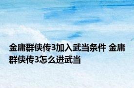 金庸群侠传3加入武当条件 金庸群侠传3怎么进武当