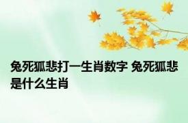 兔死狐悲打一生肖数字 兔死狐悲是什么生肖