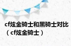 cf炫金骑士和黑骑士对比（cf炫金骑士）