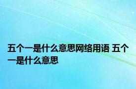 五个一是什么意思网络用语 五个一是什么意思