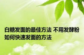 白糖发面的最佳方法 不用发酵粉如何快速发面的方法