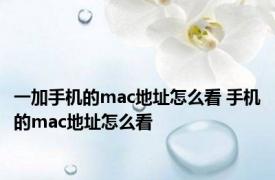 一加手机的mac地址怎么看 手机的mac地址怎么看