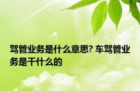 驾管业务是什么意思? 车驾管业务是干什么的