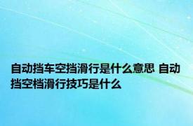 自动挡车空挡滑行是什么意思 自动挡空档滑行技巧是什么