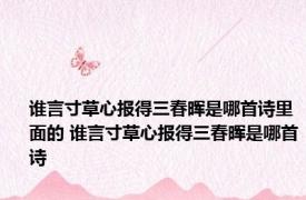 谁言寸草心报得三春晖是哪首诗里面的 谁言寸草心报得三春晖是哪首诗