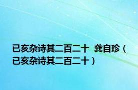 已亥杂诗其二百二十  龚自珍（已亥杂诗其二百二十）