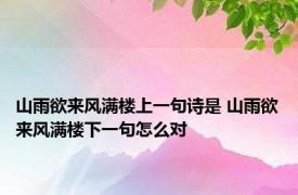 山雨欲来风满楼上一句诗是 山雨欲来风满楼下一句怎么对