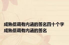 成熟低调有内涵的签名四十个字 成熟低调有内涵的签名