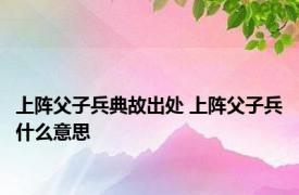 上阵父子兵典故出处 上阵父子兵什么意思