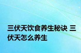 三伏天饮食养生秘诀 三伏天怎么养生