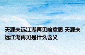 天涯未远江湖再见啥意思 天涯未远江湖再见是什么含义