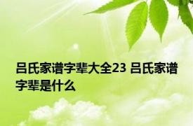 吕氏家谱字辈大全23 吕氏家谱字辈是什么