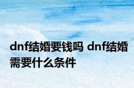 dnf结婚要钱吗 dnf结婚需要什么条件