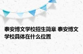 泰安博文学校招生简章 泰安博文学校具体在什么位置