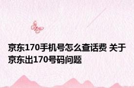 京东170手机号怎么查话费 关于京东出170号码问题