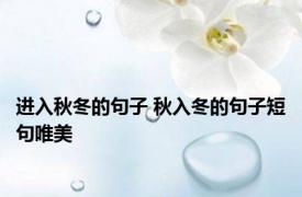 进入秋冬的句子 秋入冬的句子短句唯美