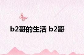 b2哥的生活 b2哥 