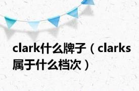 clark什么牌子（clarks属于什么档次）