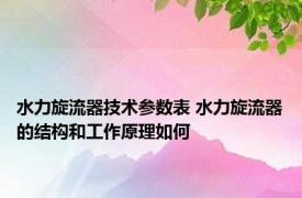 水力旋流器技术参数表 水力旋流器的结构和工作原理如何