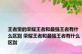 王者里的荣耀王者和最强王者有什么区别 荣耀王者和最强王者有什么区别