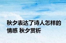 秋夕表达了诗人怎样的情感 秋夕赏析