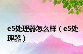 e5处理器怎么样（e5处理器）