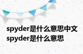 spyder是什么意思中文 spyder是什么意思