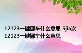 12123一键挪车什么意思 5jia次 12123一键挪车什么意思