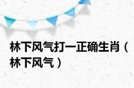 林下风气打一正确生肖（林下风气）