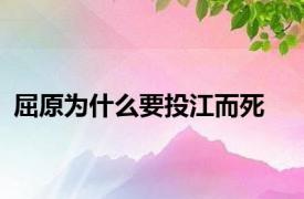 屈原为什么要投江而死