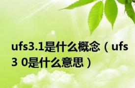 ufs3.1是什么概念（ufs3 0是什么意思）