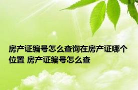 房产证编号怎么查询在房产证哪个位置 房产证编号怎么查