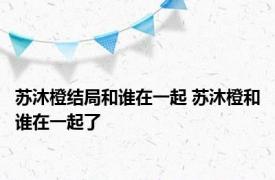 苏沐橙结局和谁在一起 苏沐橙和谁在一起了