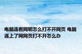 电脑连着网呢怎么打不开网页 电脑连上了网网页打不开怎么办