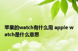 苹果的watch有什么用 apple watch是什么意思