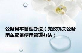 公务用车管理办法（党政机关公务用车配备使用管理办法）