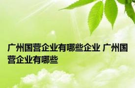 广州国营企业有哪些企业 广州国营企业有哪些